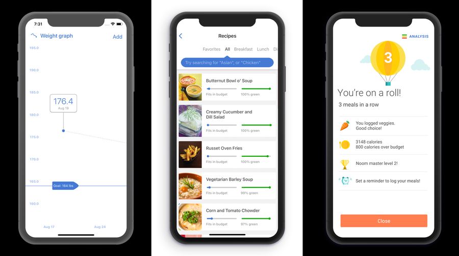 Noom Diet app screenshots